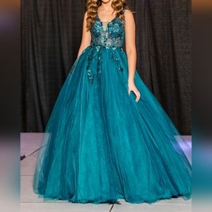 Jovani teal ballgown size 2